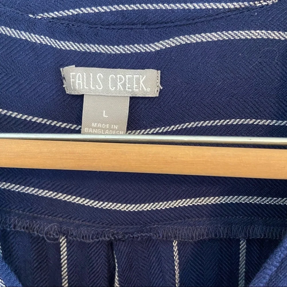 Falls Creek Blue and White Striped Blouse. Size L.